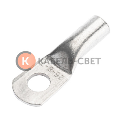 Наконечник медный луженый ТМЛ 25–8–7 (25мм² - Ø8мм) ГОСТ 7386-80 (в упак. 100 шт.) REXANT