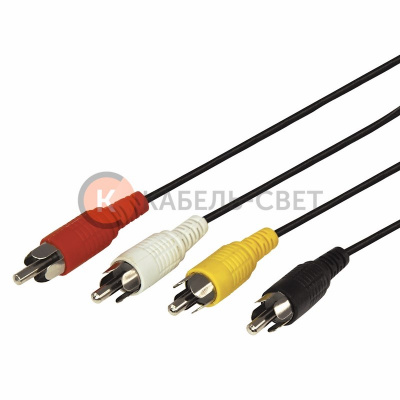 Шнур 4 RCA - 4 RCA, 1м, черный REXANT