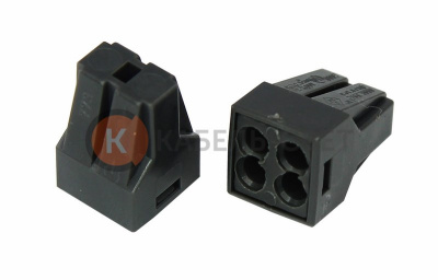 Экспресс-клемма с пастой СМК 773-304, 4-проводная до 2,5 мм², серая (100 шт/уп) REXANT
