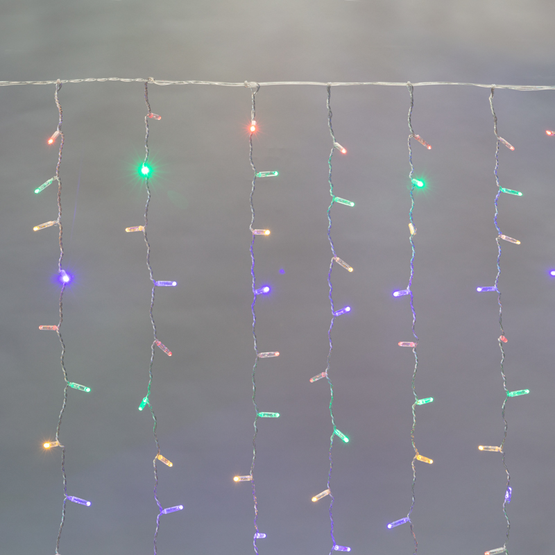 Гирлянда светодиодная Занавес 2х3м 448 LED МУЛЬТИКОЛОР прозрачный ПВХ IP65 постоянное свечение 230В
