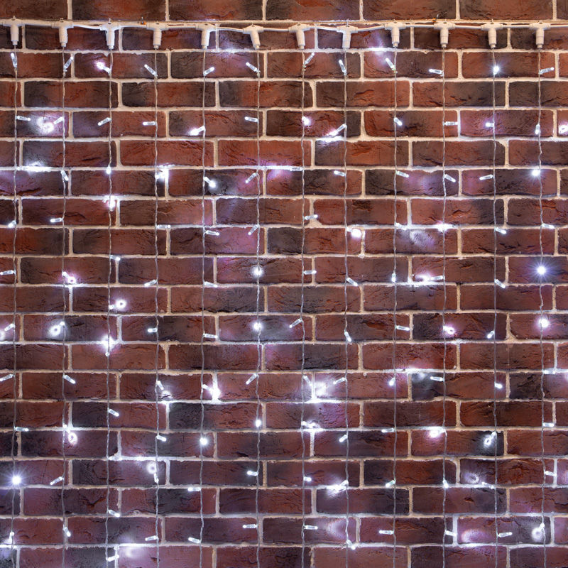 Гирлянда светодиодная Занавес 2х6м 768 LED БЕЛЫЙ прозрачный ПВХ IP65 постоянное свечение 230В