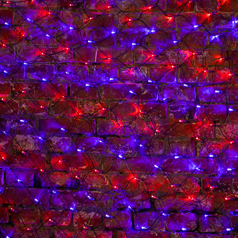 Гирлянда светодиодная Сеть 2х1,5м 288 LED КРАСНЫЙ/СИНИЙ черный ПВХ IP65 свечение с динамикой 230В