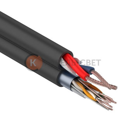 Мульти-кабель  FTP  4PR  24AWG  CAT5e + 2х0.75мм²., 200м., черный, OUTDOOR  REXANT