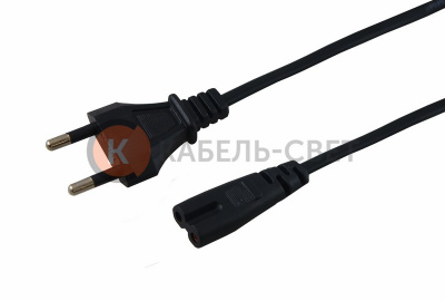 Шнур сетевой, вилка - евроразъем C7, кабель 2x0,5 мм², длина 5 метров (PE пакет) REXANT