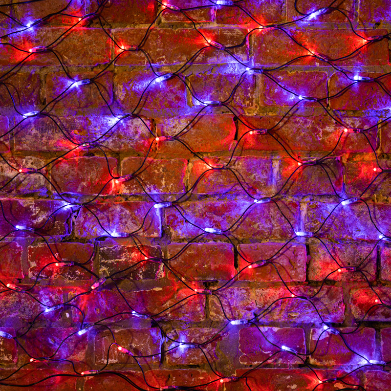 Гирлянда светодиодная Сеть 2х0,7м 176 LED КРАСНЫЙ/СИНИЙ черный ПВХ IP65 свечение с динамикой 230В
