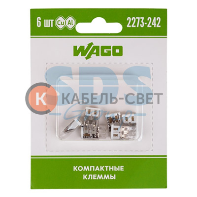 Компактная 2-проводная клемма, 6 штук (серия 2273-242)