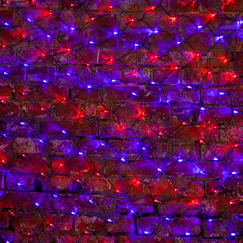 Гирлянда светодиодная Сеть 2,5х2,5м 432 LED КРАСНЫЙ/СИНИЙ черный ПВХ IP65 свечение с динамикой 230В