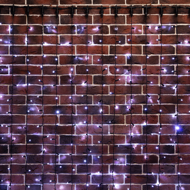 Гирлянда светодиодная Занавес 2х6м 768 LED БЕЛЫЙ черный ПВХ IP65 постоянное свечение 230В