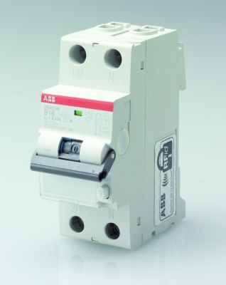 DS201 C16 A10 Автоматический выключатель ABB дифференциального тока 1 полюсный + нейтраль, номинальный ток 16 мА, минимальный остаточный ток 10 мА, ток срабатывания 6 кА