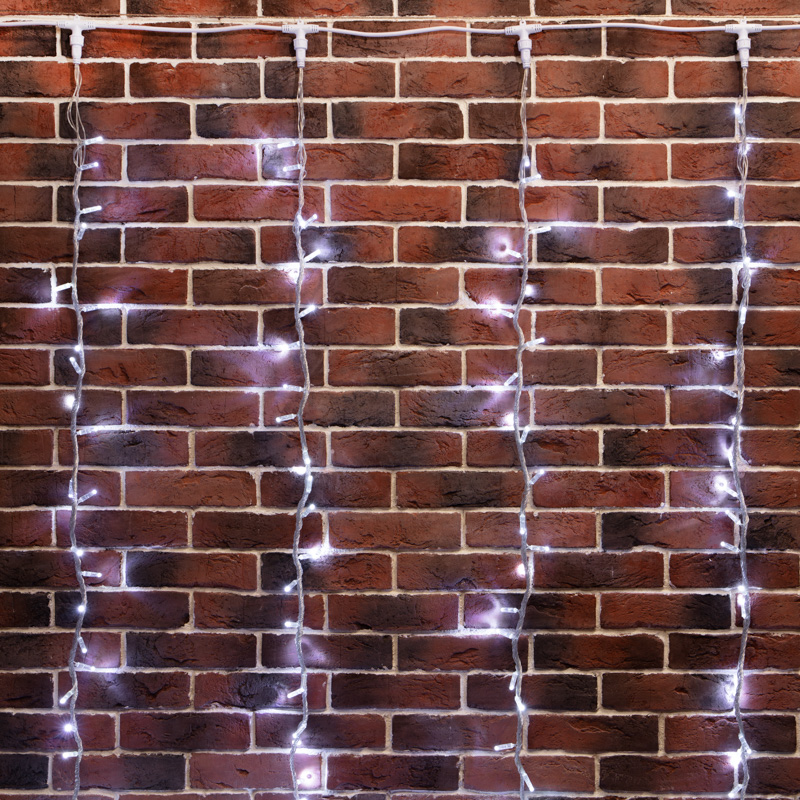 Гирлянда светодиодная Занавес 2х3м 240 LED БЕЛЫЙ прозрачный ПВХ IP65 эффект водопада 24В