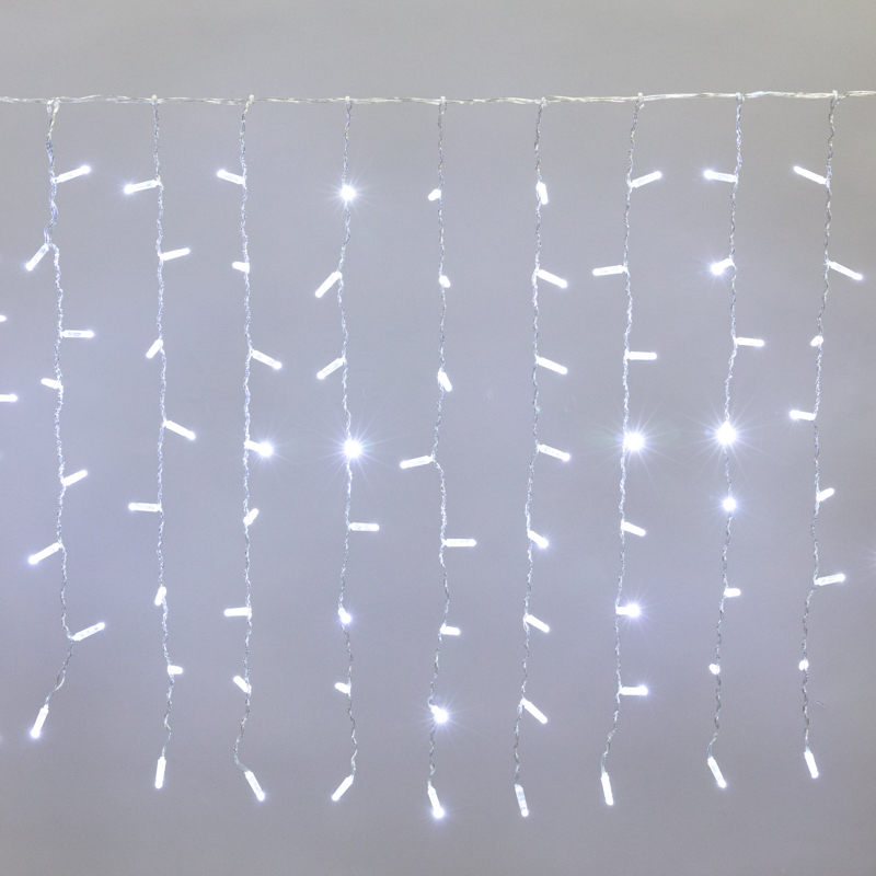 Гирлянда светодиодная Занавес 2x0,8м 160 LED БЕЛЫЙ прозрачный ПВХ IP65 постоянное свечение 230В