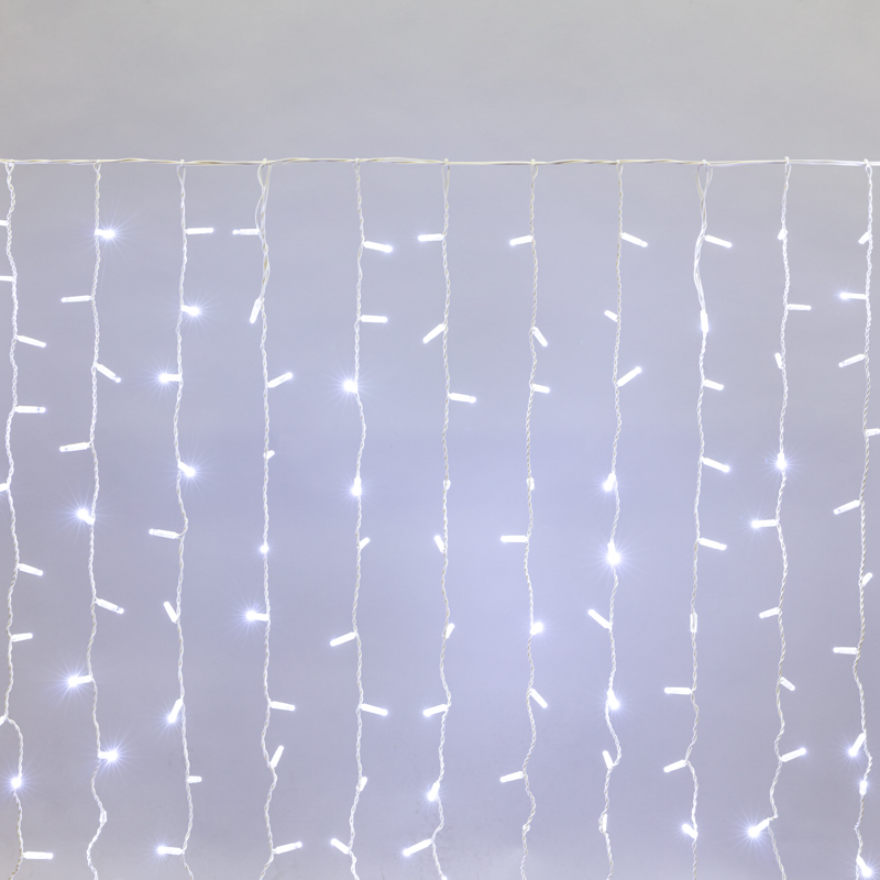 Гирлянда светодиодная Занавес 2х1,5м 300 LED БЕЛЫЙ белый ПВХ IP65 постоянное свечение 230В