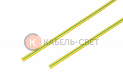 Трубка термоусаживаемая ТУТ нг 3,0/1,5мм, желто-зеленая, упаковка 50 шт. по 1м REXANT