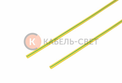 Трубка термоусаживаемая ТУТ нг 1,5/0,75мм, желто-зеленая, упаковка 50 шт. по 1м REXANT