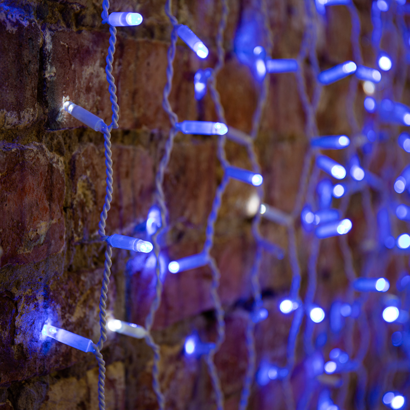 Гирлянда светодиодная Занавес 2х1,5м 300 LED СИНИЙ белый ПВХ IP65 эффект мерцания 230В