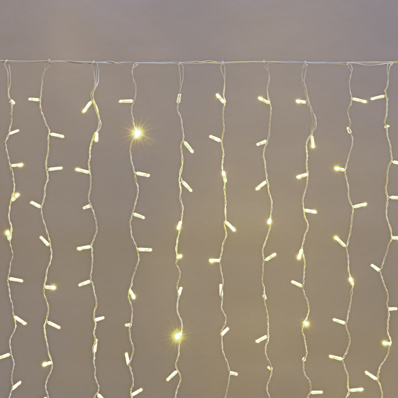 Гирлянда светодиодная Занавес 2х1,5м 300 LED ТЕПЛЫЙ БЕЛЫЙ белый ПВХ IP65 постоянное свечение 230В