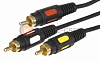 Шнур 3 RCA - 3 RCA, 3м, черный, Gold REXANT