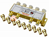 Делитель ТВх8 под F-разъем, 5-1000МГц, Gold (9 F-разъемов в комплекте) REXANT