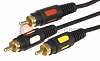 Шнур 3 RCA - 3 RCA, 5м, черный, Gold REXANT
