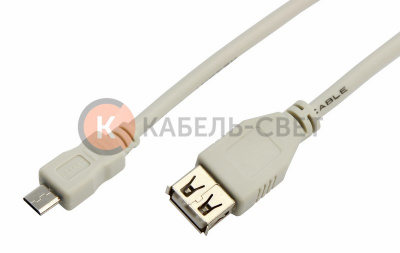 Кабель USB (шт. micro USB - гн. USB A) 0.2 метра, серый REXANT