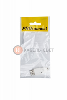 Переходник USB PROconnect, гнездо USB-A - штекер micro USB, 1 шт., пакет БОПП