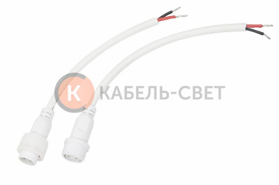 Соединительный кабель (2pin) герметичный (IP67) 2х1,0мм²  белый  REXANT